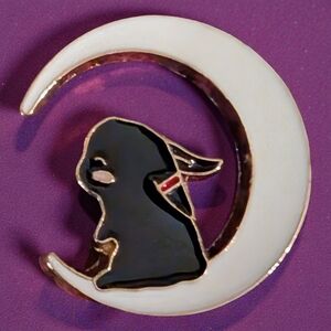 Black and White Moon Rabbit Pin